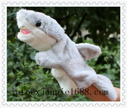 plush shark hand puppet