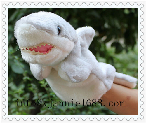 plush shark hand puppet