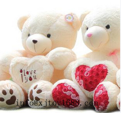 plush valentine bear with heart