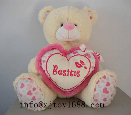 plush valentine bear with heart